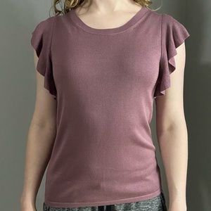 Ann Taylor Factory knit purple flutter sleeve top